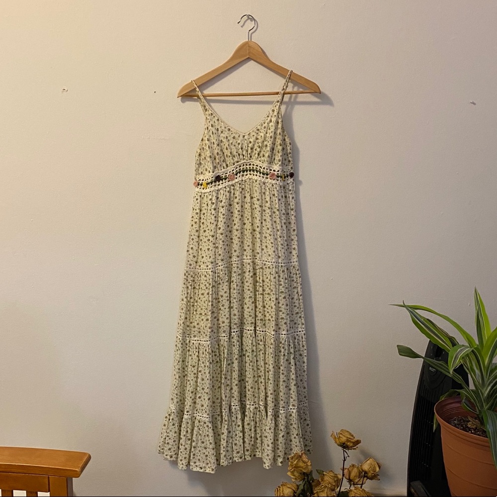 Vintage Long Flower Casual Summer Dress Size M
